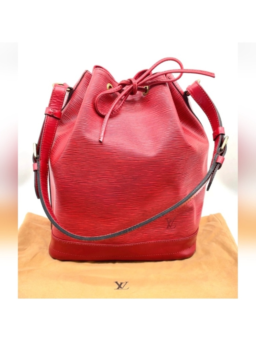 Authentic Louis Vuitton Noe Shoulder Bag Epi Castilian Red  only use two times